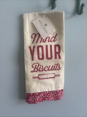 Paula Deen Cream and Pink 'Mind Your Biscuits' Kitchen Towel